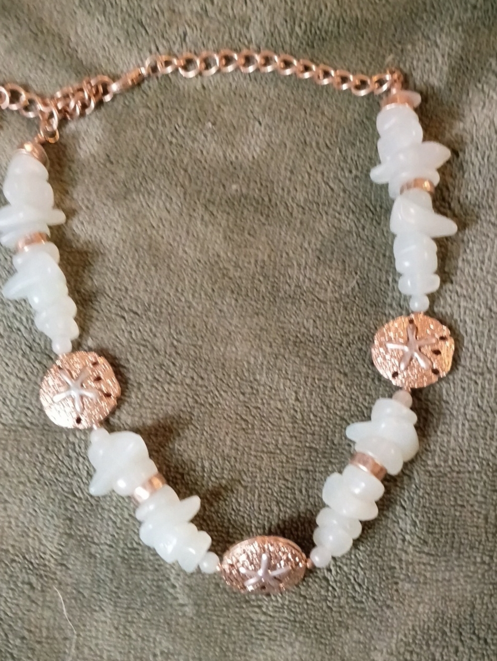 Beaded Sand Dollar Necklace with Rose Gold Accents